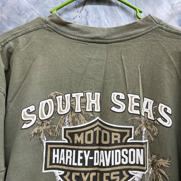 VTG 2000 Harley Davidson Mens Tee Size XL Olive Green South Seas Harley Hawaii - Picture 6 of 7